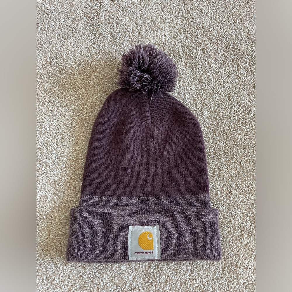 Carhartt Women's Lookout Pom Pom Hat Beanie Deep Wine One Size